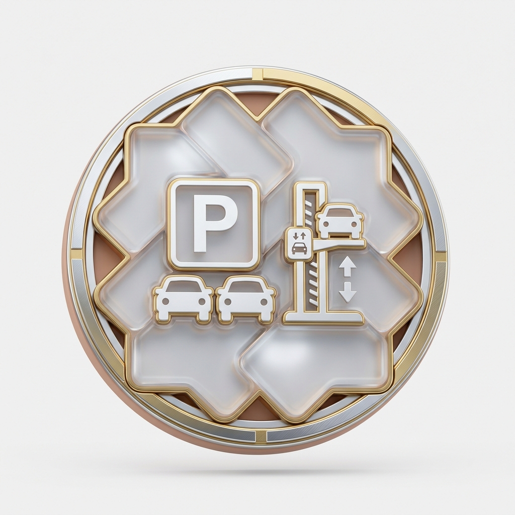 glass logo paver parking
